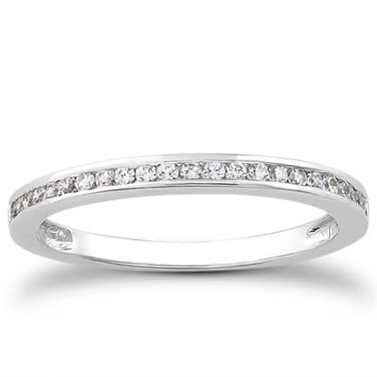 14k white gold slender channel-set diamond wedding ring band half around by Bids.com on Tampa Home & Garden Store