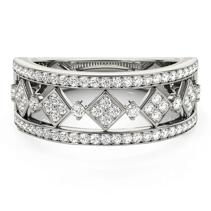 Diamond Studded Square Motif Ring in 14k White Gold with pave diamonds by Bids.com on Tampa Home & Garden Store