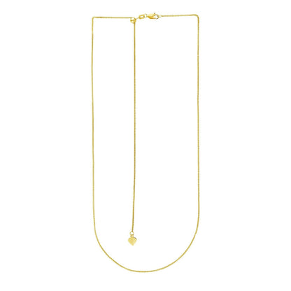 Necklace 14k yellow gold adjustable wheat chain with heart pendant, 1.0mm width on Tampa Home & Garden Store