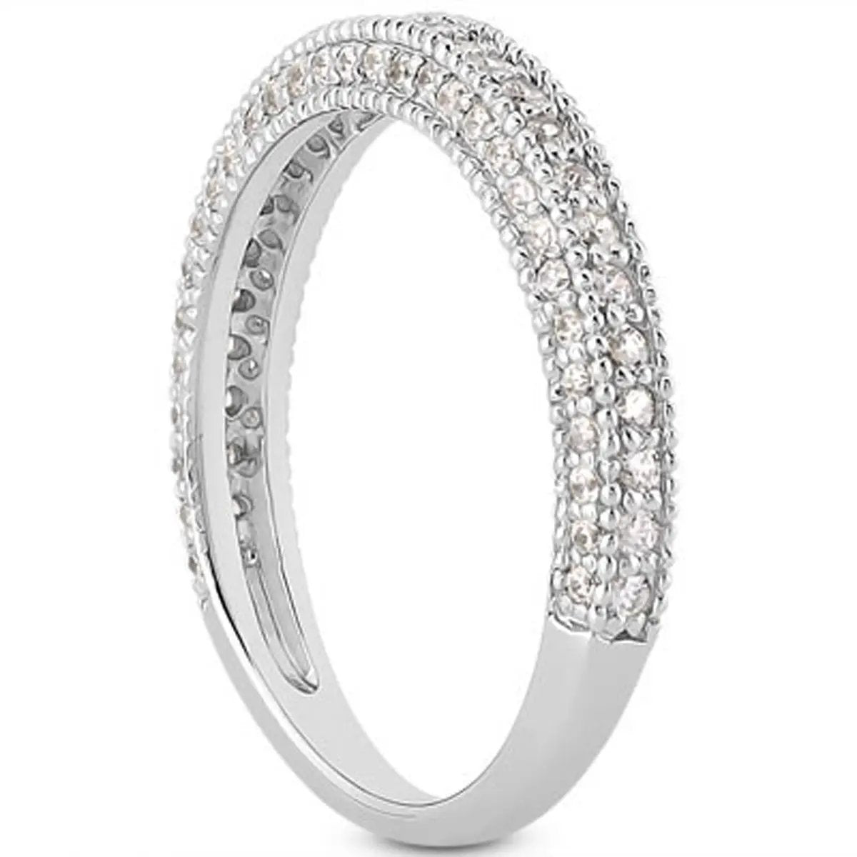 Ring 14k white gold fancy pave diamond milgrain textured wedding band Bids.com on Tampa Home & Garden Store