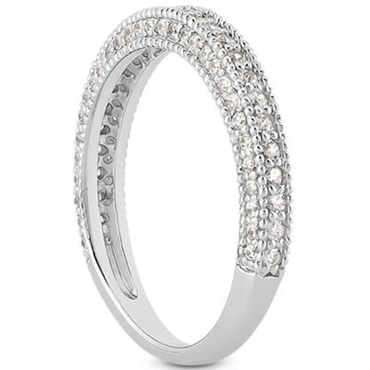 Ring 14k white gold fancy pave diamond milgrain textured wedding band Bids.com on Tampa Home & Garden Store