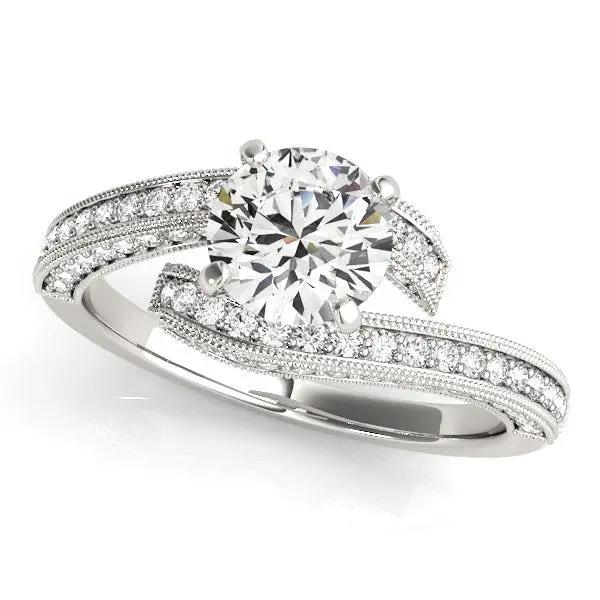 14k white gold round diamond bypass engagement ring with pavé band, 1.5 cttw, Bids.com on Tampa Home & Garden Store