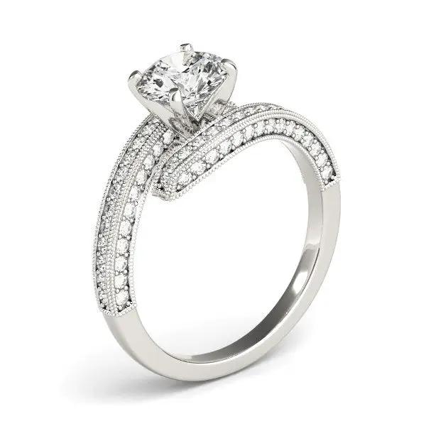 Engagement ring: 14k white gold round diamond bypass with pave shank, 1 1/2 cttw by Bids.com on Tampa Home & Garden Store