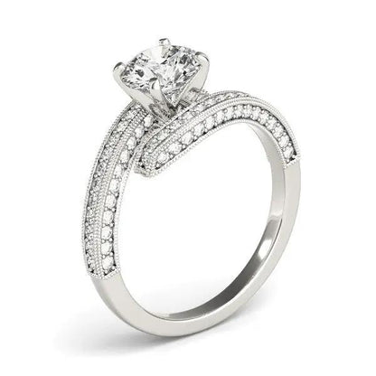 Engagement ring: 14k white gold round diamond bypass with pave shank, 1 1/2 cttw by Bids.com on Tampa Home & Garden Store