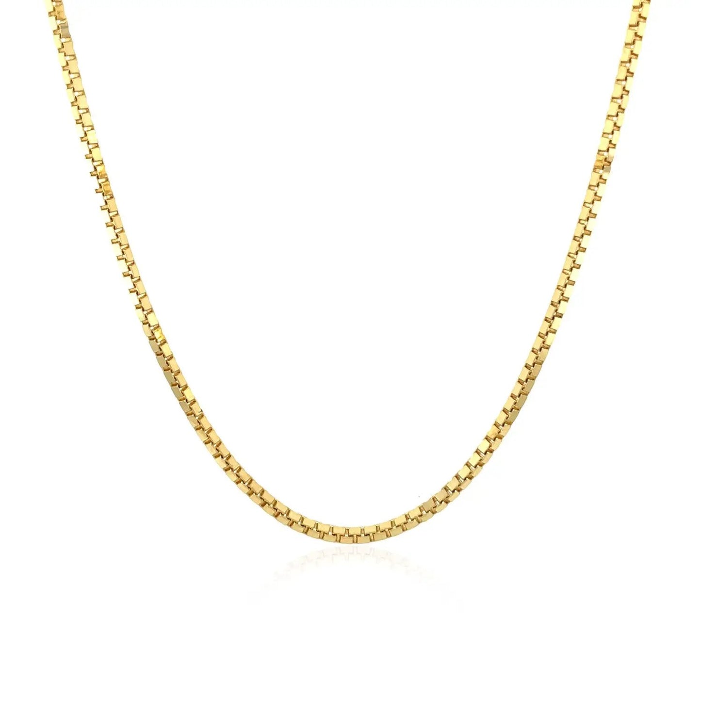 14k yellow gold box chain necklace 1.4mm thickness elegant close-up on Tampa Home & Garden Store