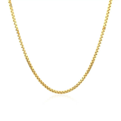 14k yellow gold box chain necklace 1.4mm thickness elegant close-up on Tampa Home & Garden Store