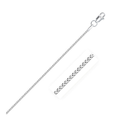 14k White Gold Franco Chain Necklace 0.9mm with lobster clasp, close-up of twisted links on Tampa Home & Garden Store