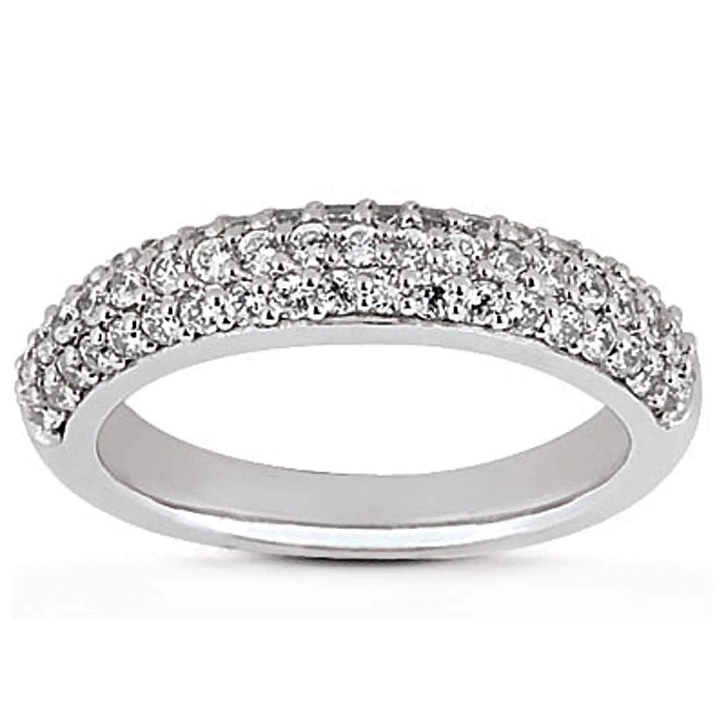 Ring 14k white gold triple-row micro-pave diamond wedding band by Bids.com on Tampa Home & Garden Store