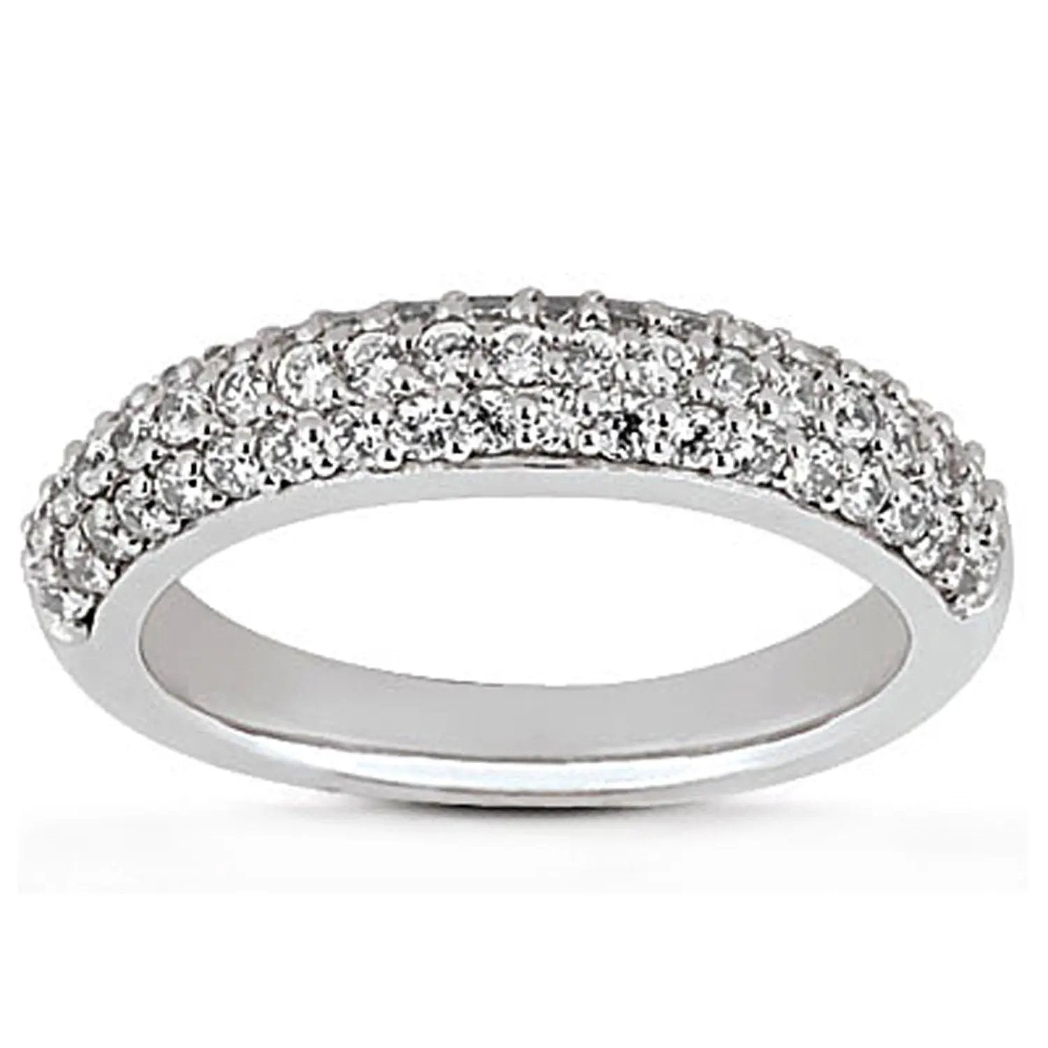 Ring 14k white gold triple-row micro-pave diamond wedding band by Bids.com on Tampa Home & Garden Store