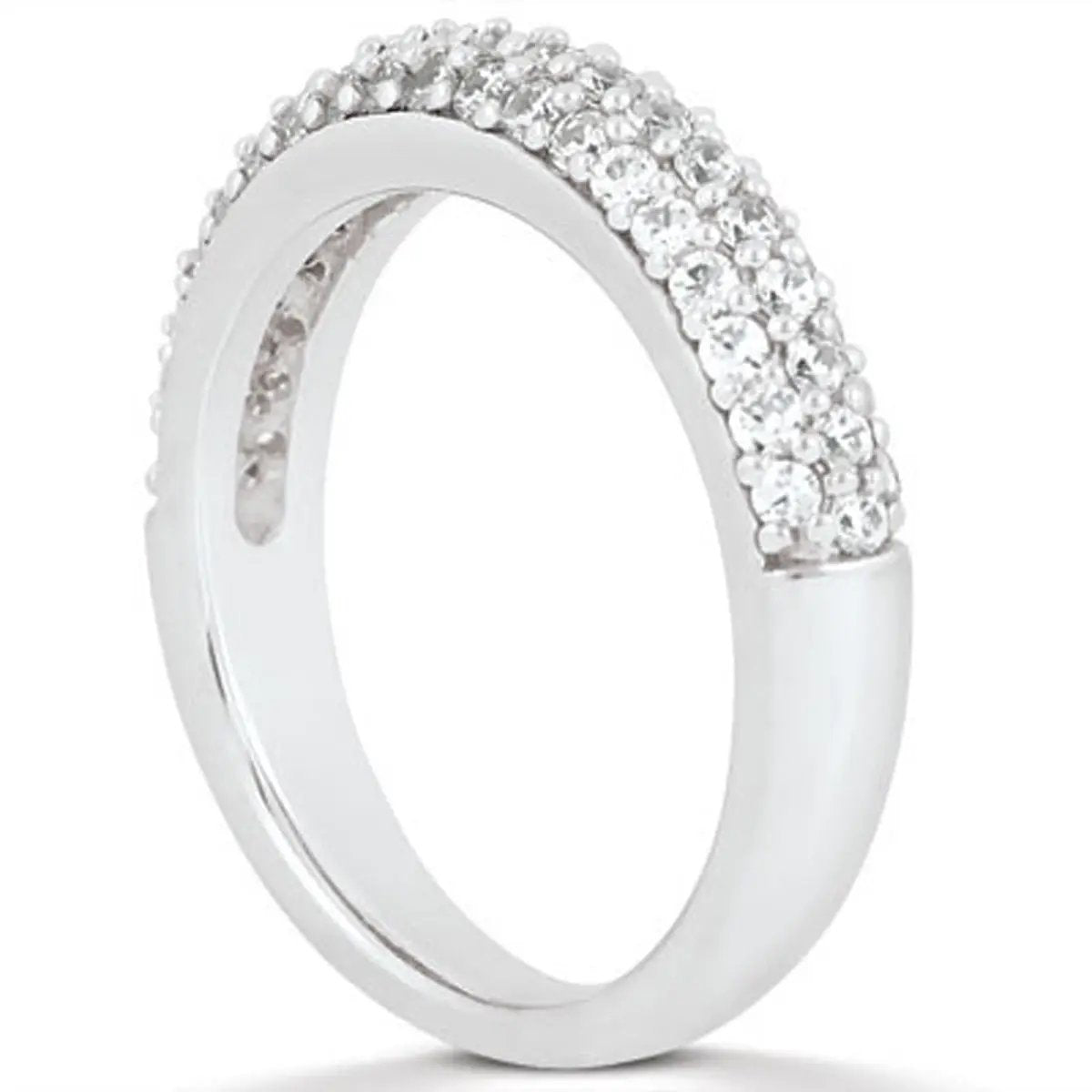 14k White Gold Triple Multi-Row Micro-Pave Diamond Wedding Ring Band by Bids.com on Tampa Home & Garden Store