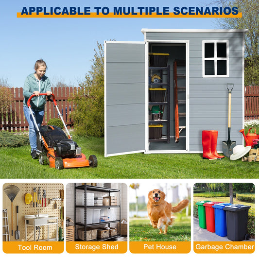 5x3ft Resin Outdoor Storage Shed Kit-Perfect to Store Patio Furniture Grey - Tampa Home & Garden Store