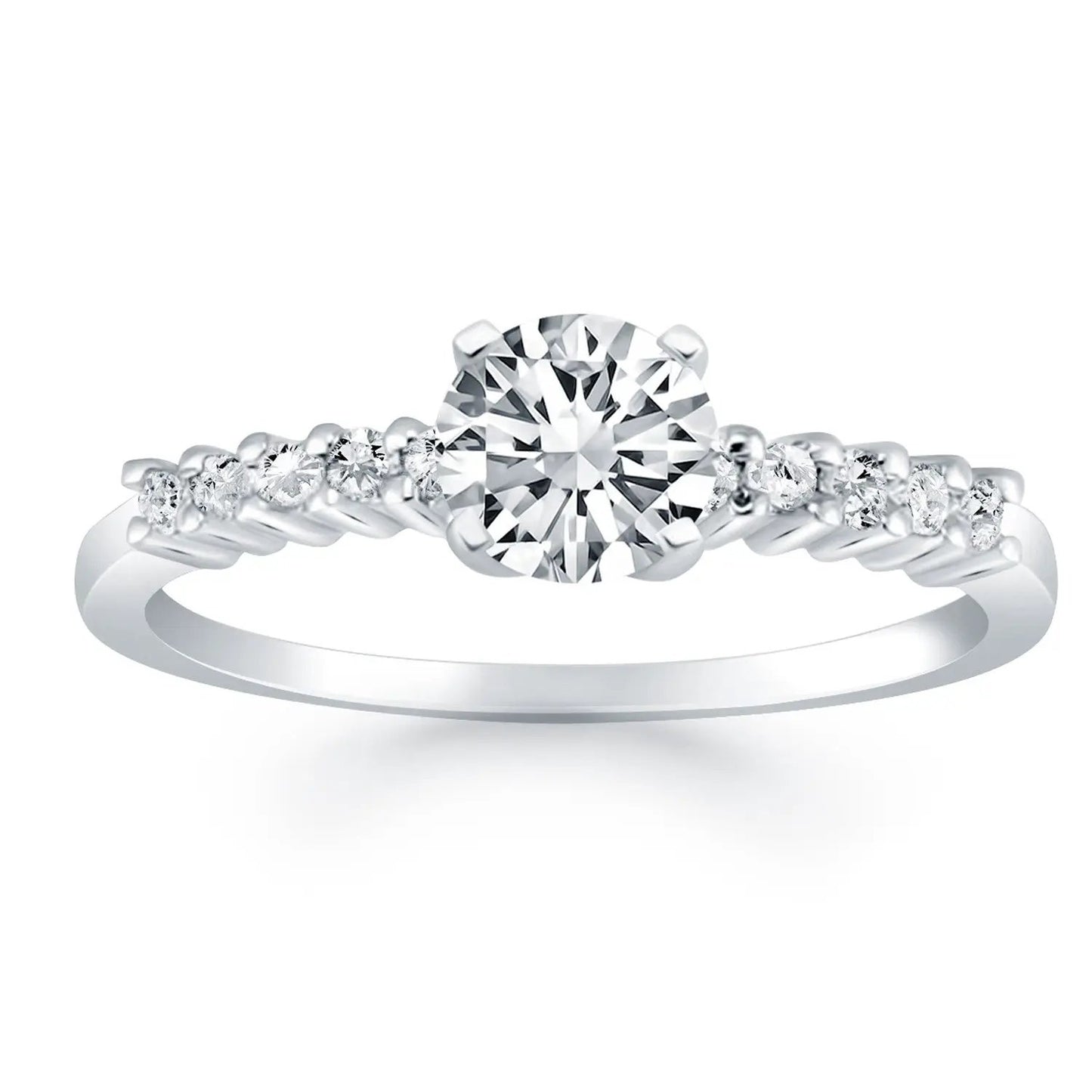 14k white gold shared-prong accent engagement ring center stone with diamond accents by Bids.com on Tampa Home & Garden Store