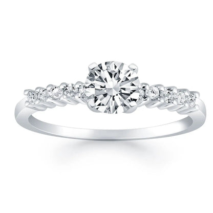 14k white gold shared-prong accent engagement ring center stone with diamond accents by Bids.com on Tampa Home & Garden Store
