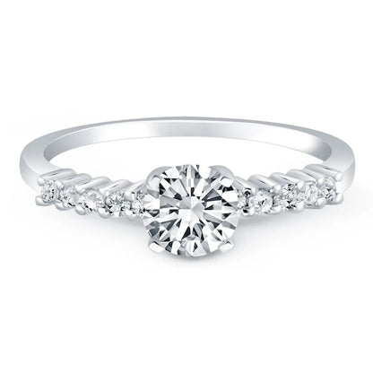 14k white gold engagement ring with diamond and side diamonds, shared prong by Bids.com on Tampa Home & Garden Store