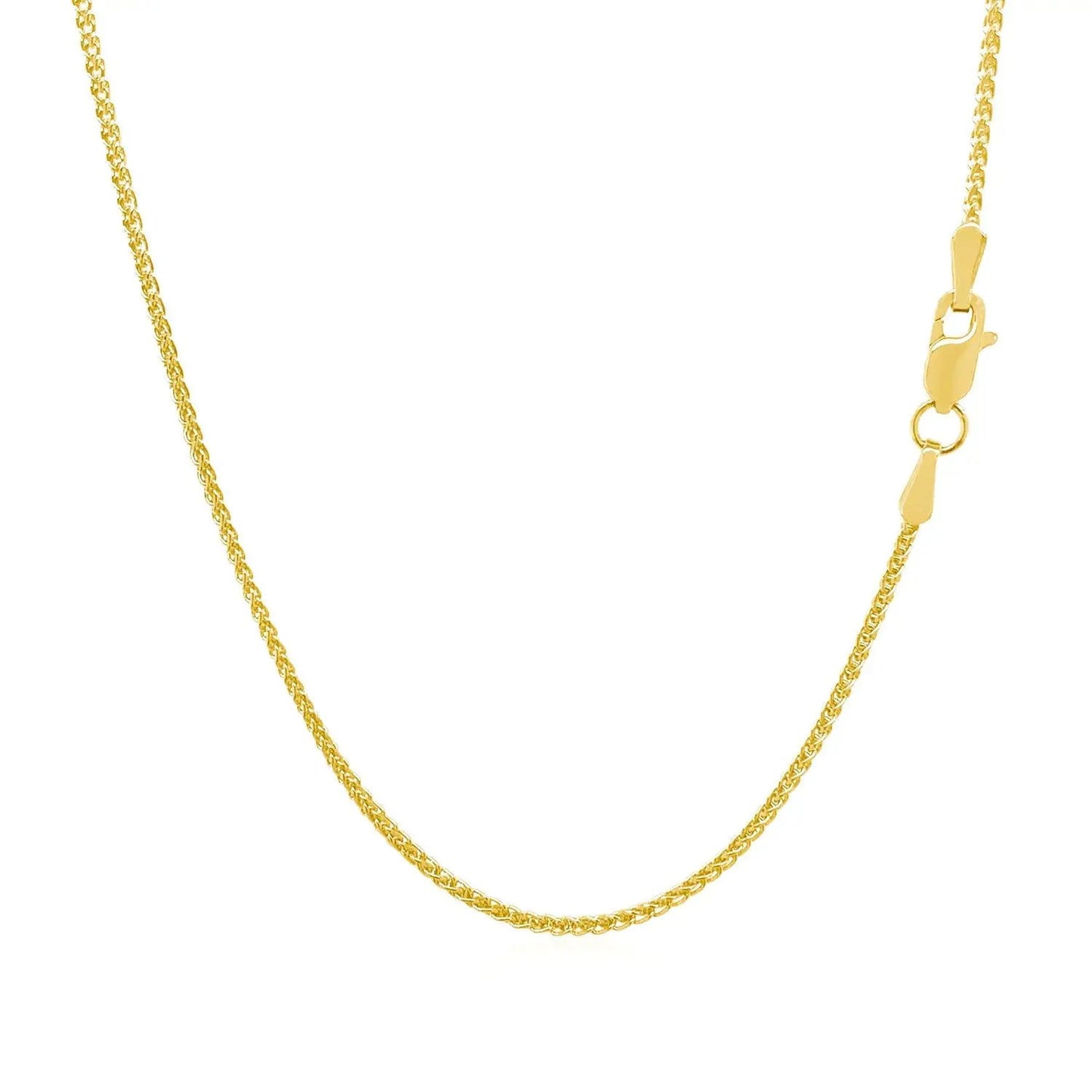 14k yellow gold diamond-cut round wheat chain necklace 1.1mm by Bids.com with secure clasp on Tampa Home & Garden Store