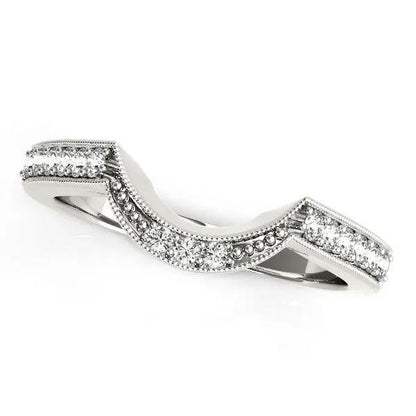 14k white gold curved diamond antique wedding band, 1/4 cttw, Bids.com on Tampa Home & Garden Store