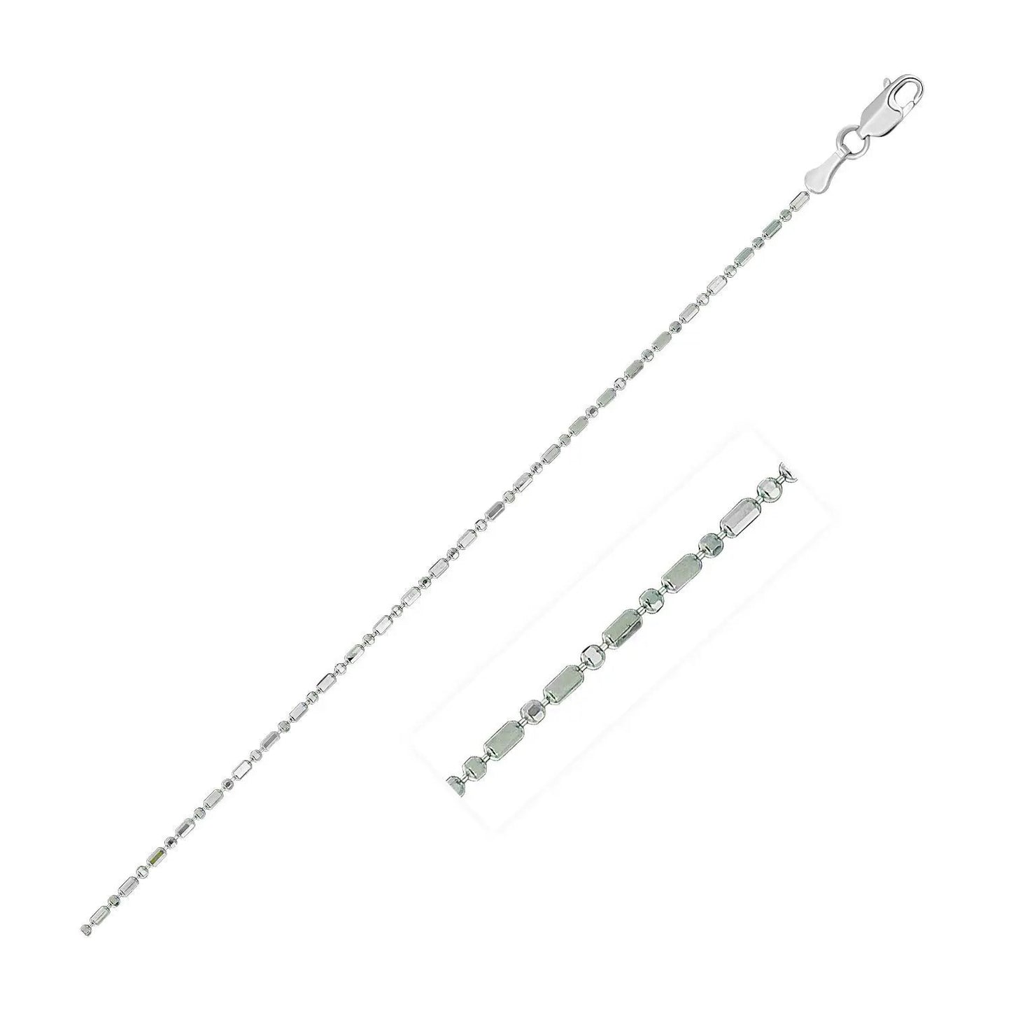 14k White Gold Diamond-Cut Bead Chain Necklace 1.0mm by Bids.com on Tampa Home & Garden Store