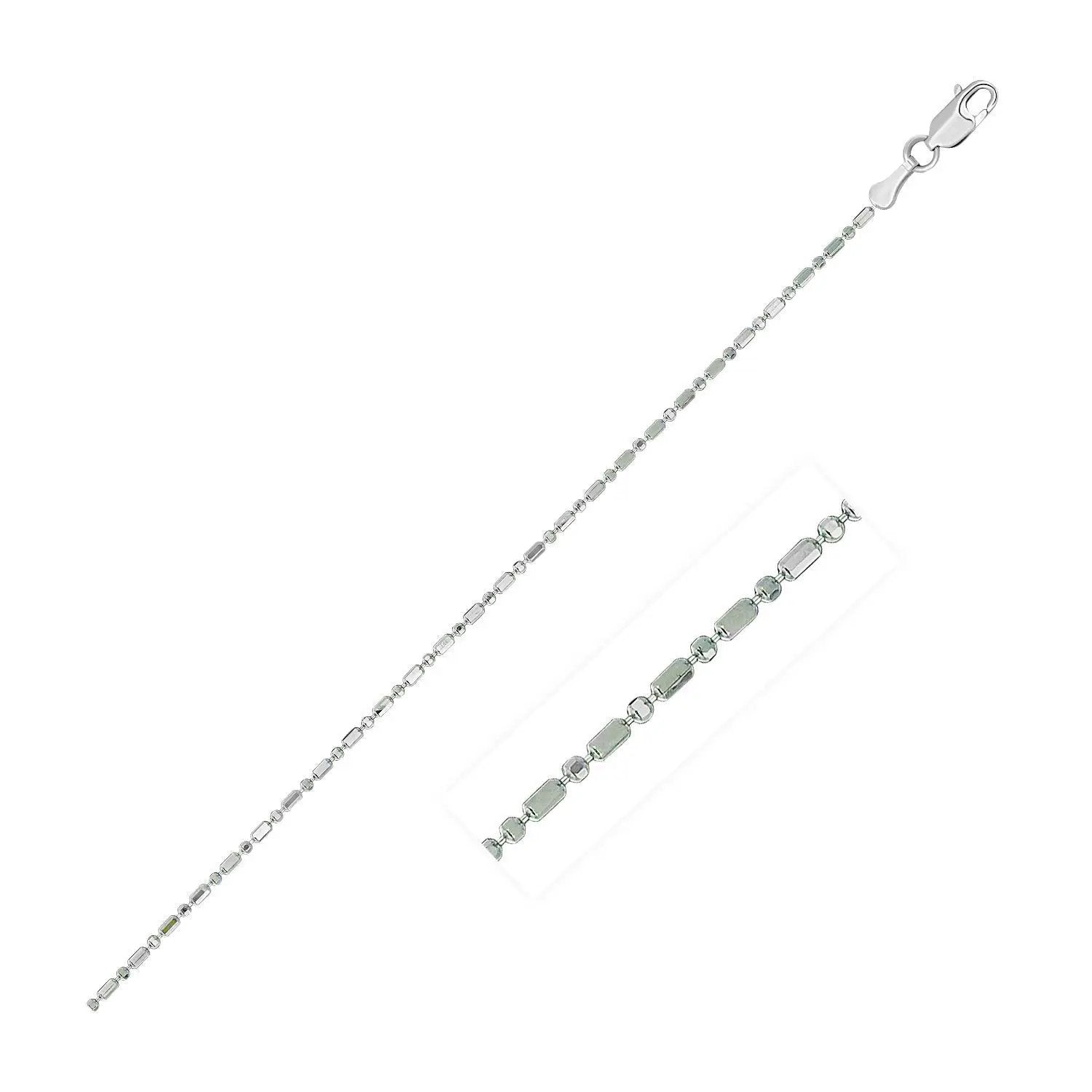 14k White Gold Diamond-Cut Bead Chain Necklace 1.0mm by Bids.com on Tampa Home & Garden Store