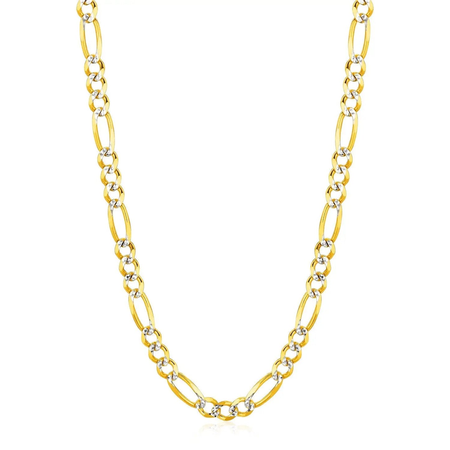 6.0mm 14K yellow gold solid pave Figaro chain necklace with alternating links on Tampa Home & Garden Store