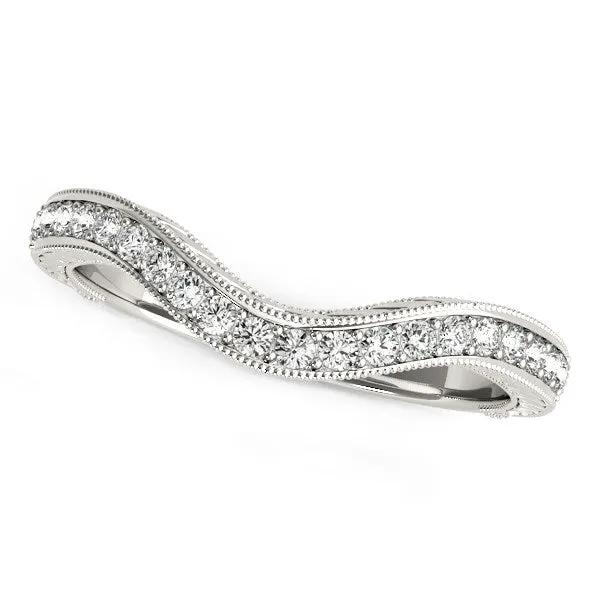 14k white gold milgrained curved baroque diamond wedding ring with 1/6 cttw, Bids.com on Tampa Home & Garden Store