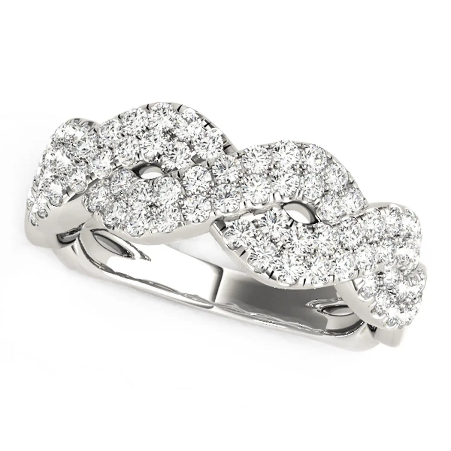 Diamond studded interlocking waves ring in 14k white gold with 5/8 cttw pave diamonds on Tampa Home & Garden Store