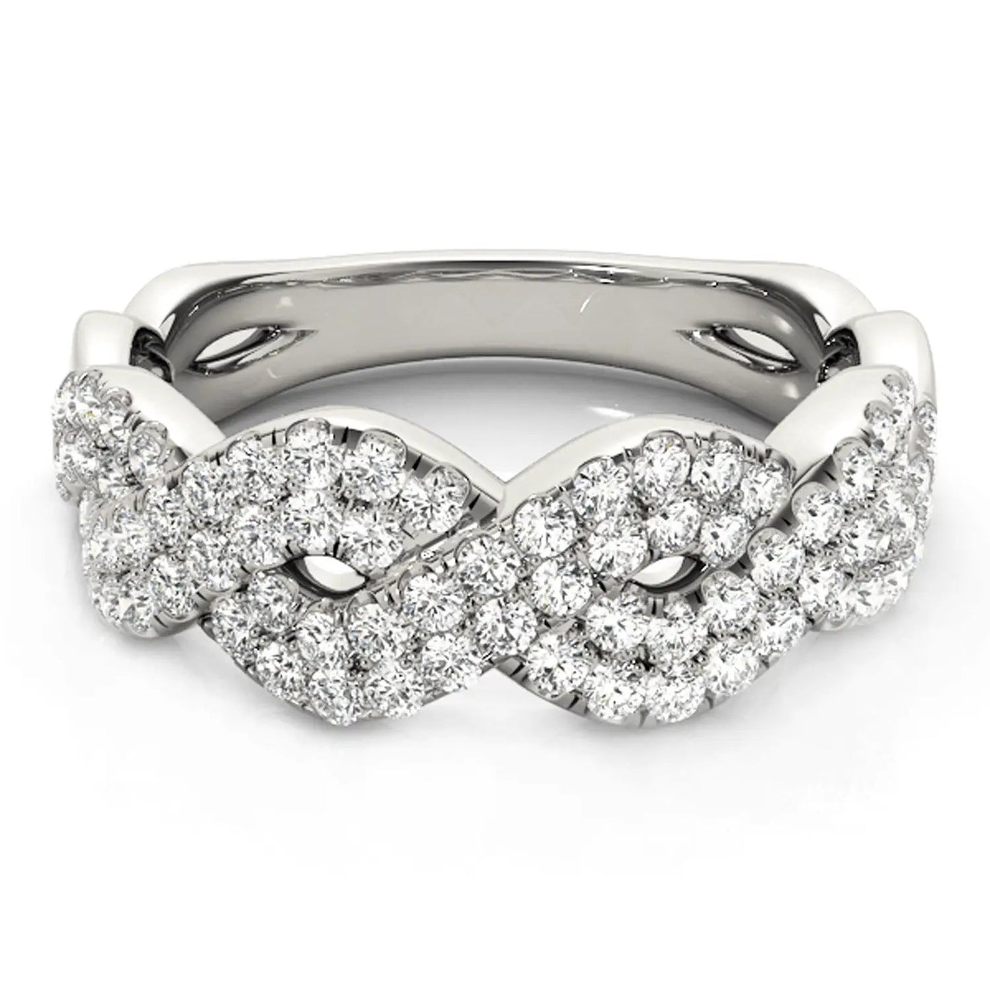 Diamond Studded Interlocking Waves Ring in 14k White Gold (5/8 cttw), Bids.com on Tampa Home & Garden Store