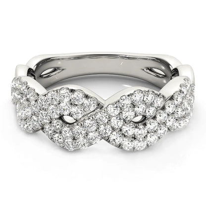 Diamond Studded Interlocking Waves Ring in 14k White Gold (5/8 cttw), Bids.com on Tampa Home & Garden Store
