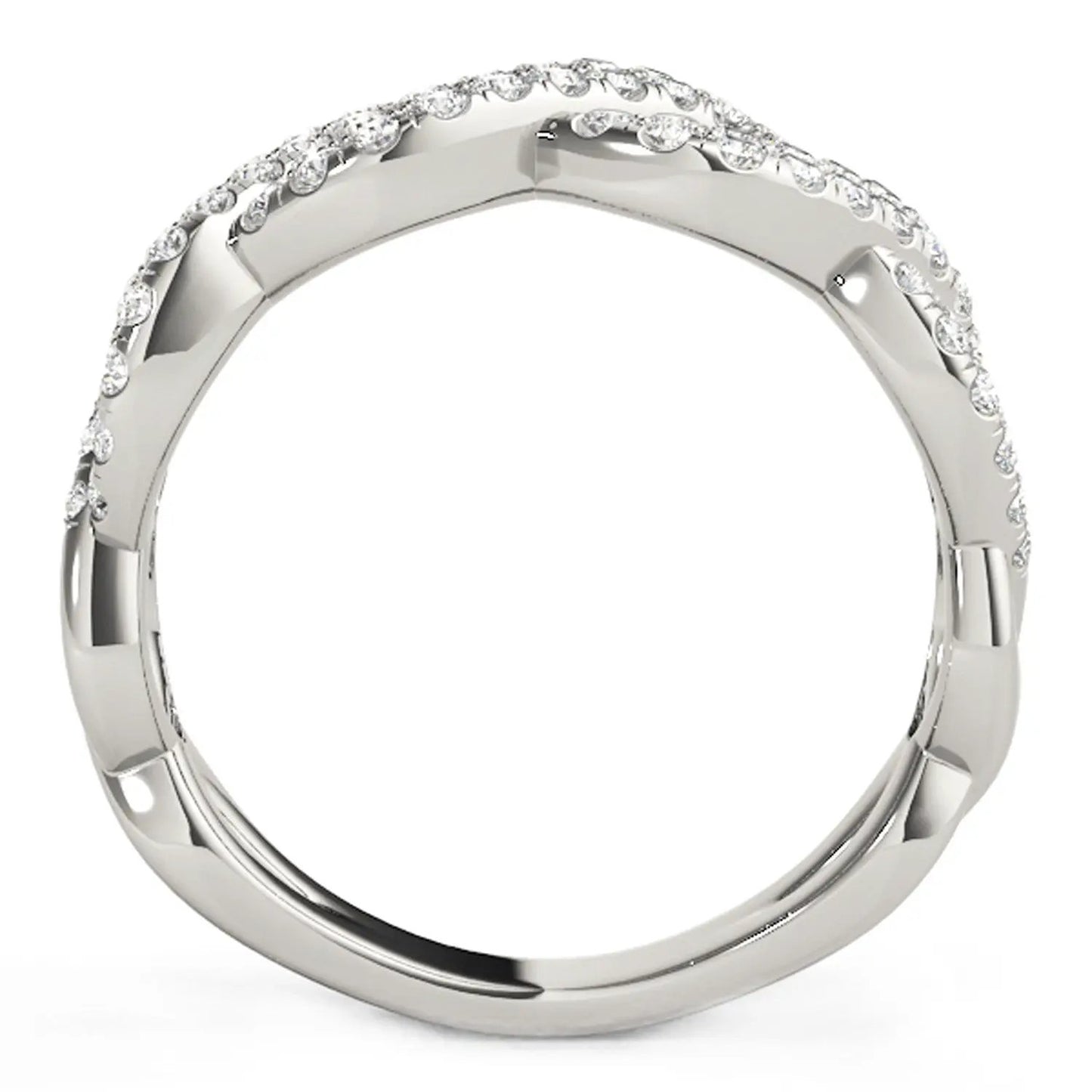 Diamond interlocking waves ring in 14k white gold with pavé diamonds along the band by Bids.com on Tampa Home & Garden Store