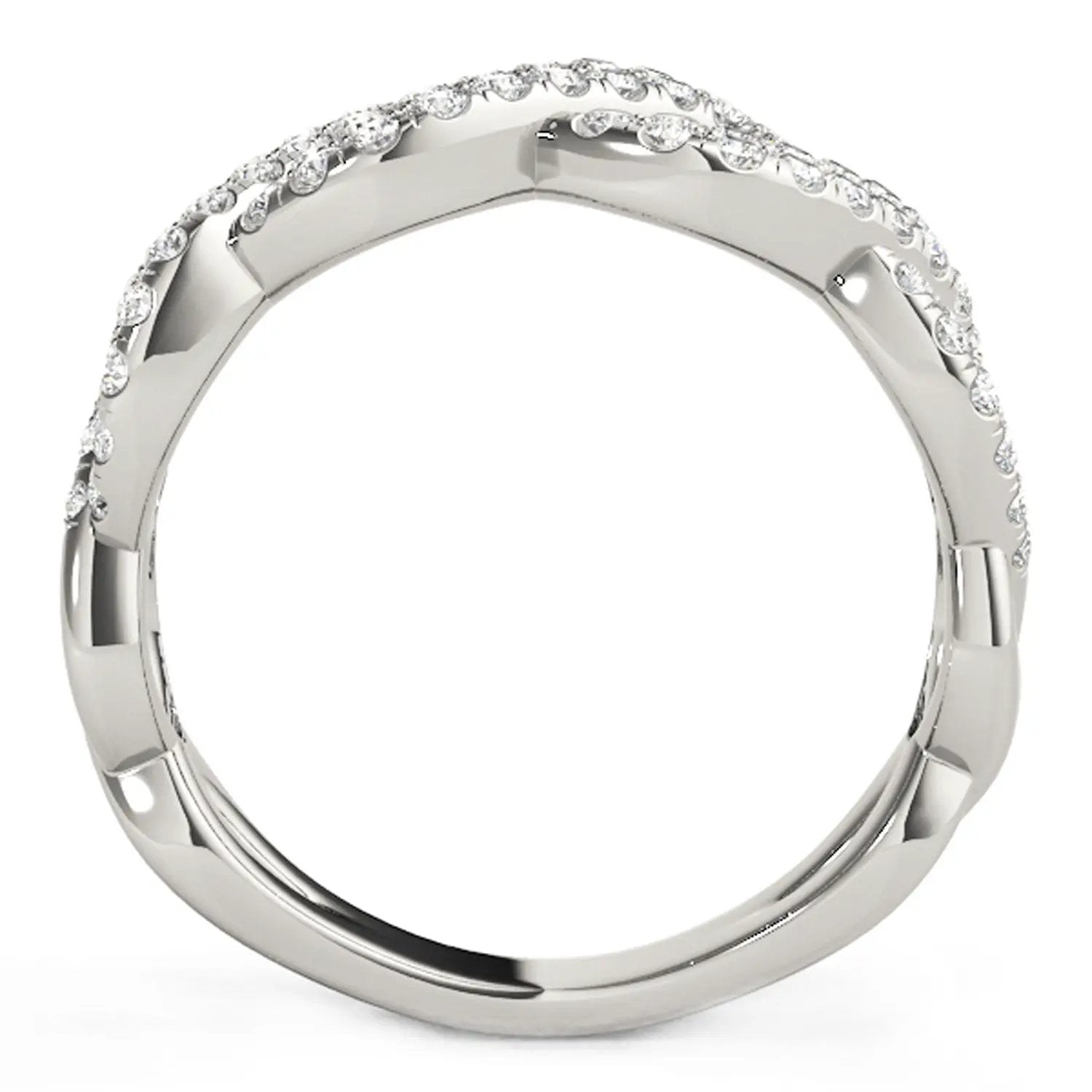 Diamond interlocking waves ring in 14k white gold with pavé diamonds along the band by Bids.com on Tampa Home & Garden Store