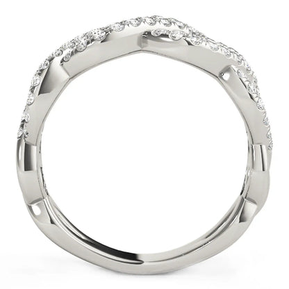 Diamond interlocking waves ring in 14k white gold with pavé diamonds along the band by Bids.com on Tampa Home & Garden Store