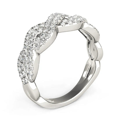 Diamond Studded Interlocking Waves Ring in 14k White Gold, 5/8 cttw by Bids.com on Tampa Home & Garden Store