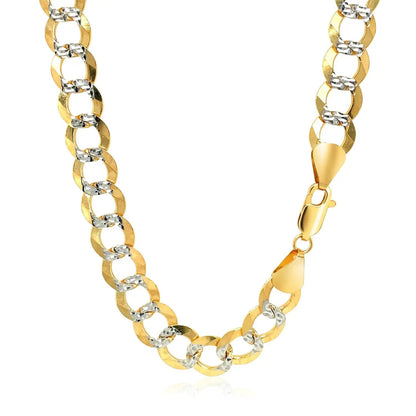 8.2 mm 14k two-tone gold pave curb chain necklace with silver links by Bids.com, lobster clasp on Tampa Home & Garden Store