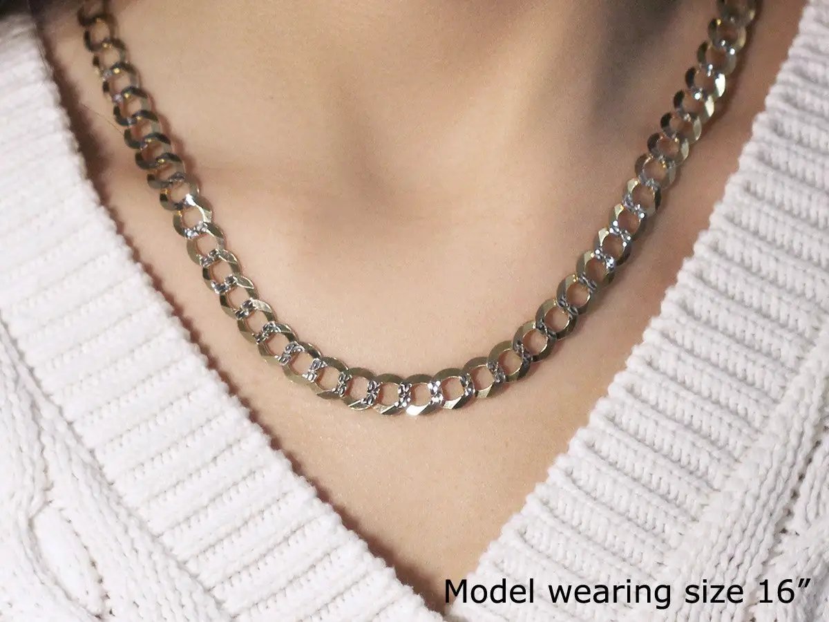 8.2 mm two-tone gold pave curb chain necklace by Bids.com on Tampa Home & Garden Store