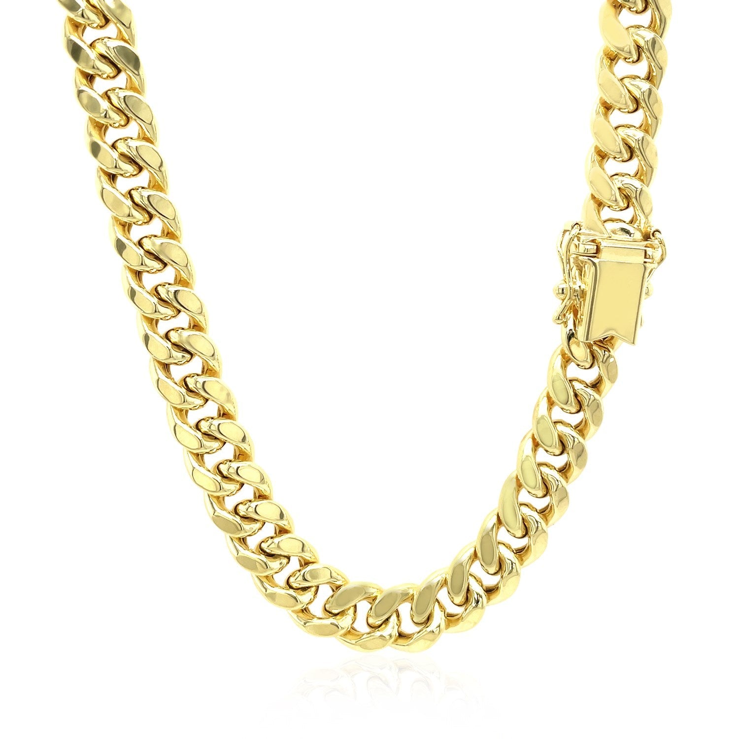 7.5mm 14k yellow gold semi solid Miami Cuban chain necklace with box clasp by Bids.com on Tampa Home & Garden Store