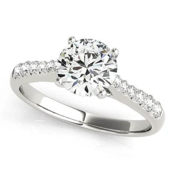 14k white gold round diamond engagement ring with center stone and pave band by Bids.com on Tampa Home & Garden Store