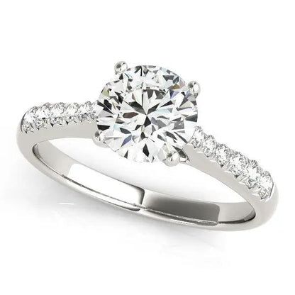14k white gold round diamond engagement ring with center stone and pave band by Bids.com on Tampa Home & Garden Store