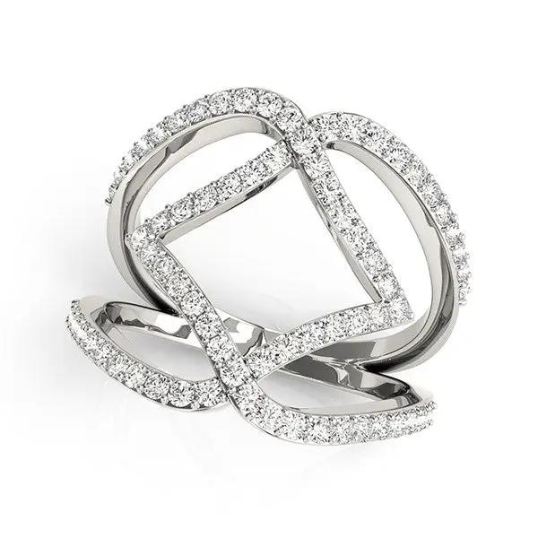 14k white gold entwined diamond dual-band ring, pave diamonds, 3/4 cttw, Bids.com on Tampa Home & Garden Store