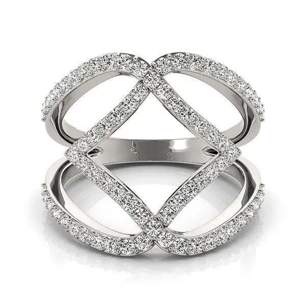 14k white gold entwined diamond dual band ring 3/4 cttw pave diamonds on Tampa Home & Garden Store