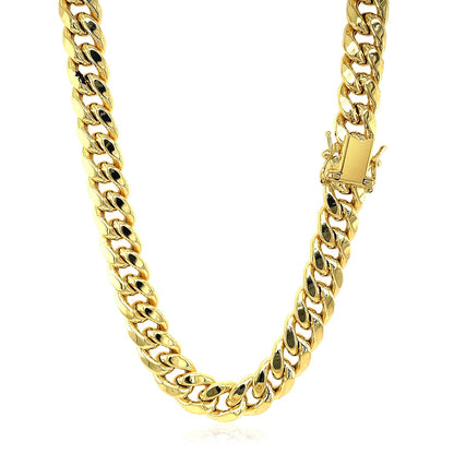 Cuban chain necklace 9.15mm 10k yellow gold semi solid with fold-over clasp by Bids.com on Tampa Home & Garden Store