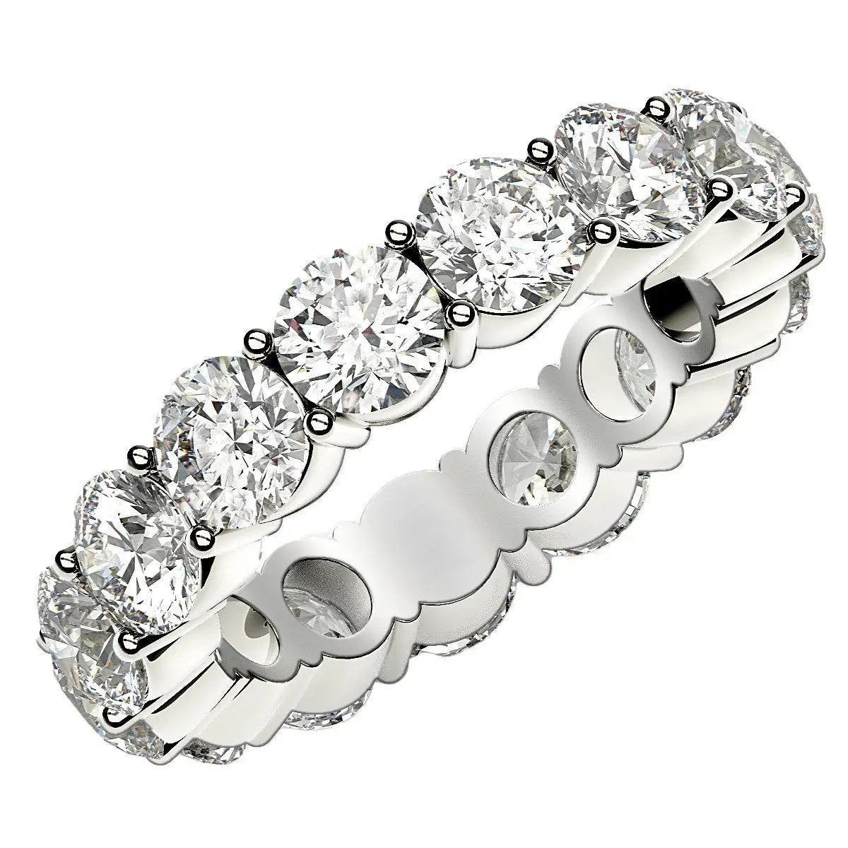 Round cut lab grown diamond eternity ring in 14k white gold, 5 ctw FG/VS2, Bids.com on Tampa Home & Garden Store