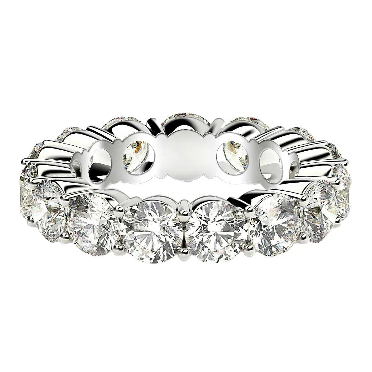 Round cut lab grown diamond eternity ring in 14k white gold, 5 ctw FG/VS2, by Bids.com on Tampa Home & Garden Store