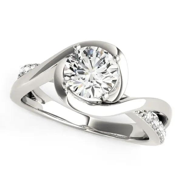 14k white gold bypass engagement ring with round center diamond and pave band by Bids.com on Tampa Home & Garden Store