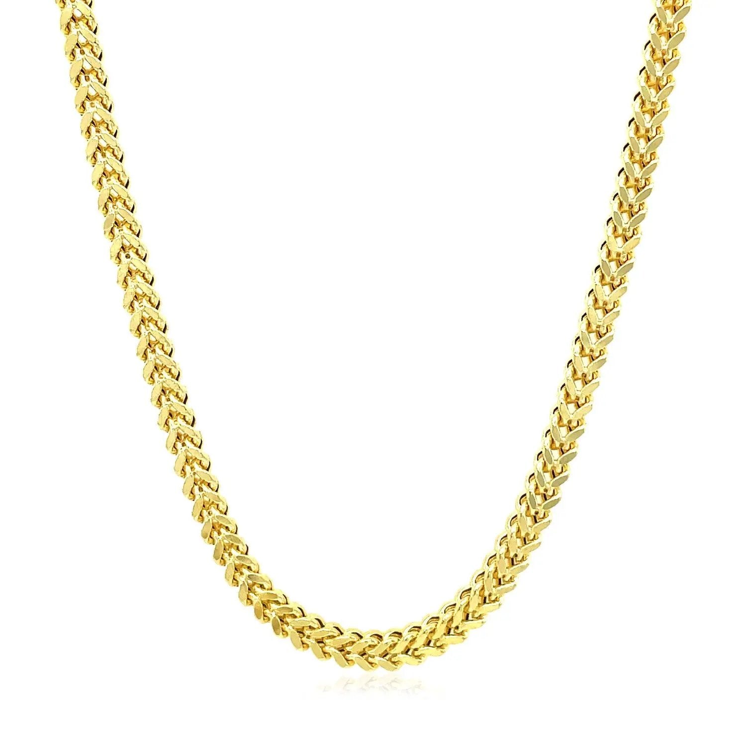 Necklace 14k yellow gold square Franco chain, 3.2mm, Bids.com on Tampa Home & Garden Store