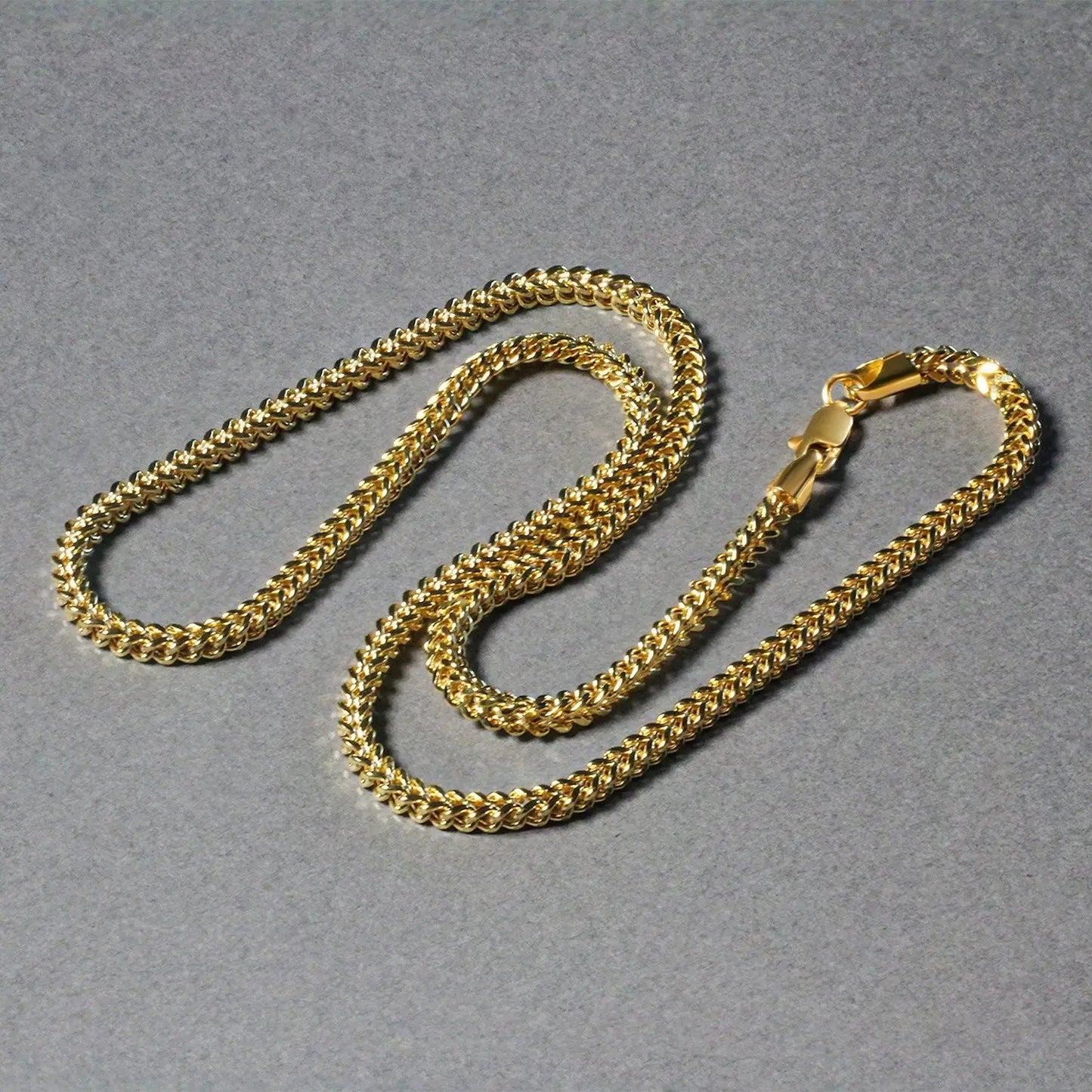 3.2mm 14k yellow gold square Franco chain necklace set of three on Tampa Home & Garden Store