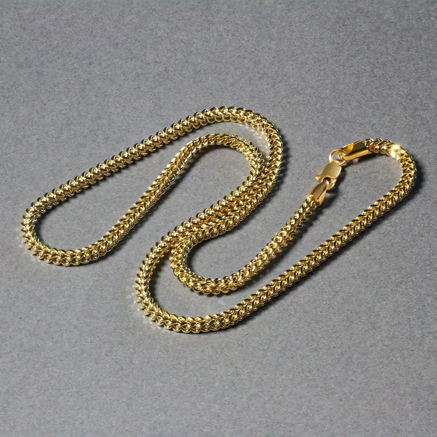 3.2mm 14k yellow gold square Franco chain necklace set of three on Tampa Home & Garden Store