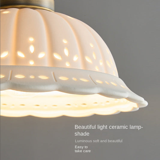 Lampe suspendue de chevet en cuivre, chambre à coucher, moderne, luxe, rétro français, japonais, américain, artistique, vieillie, petite suspension.