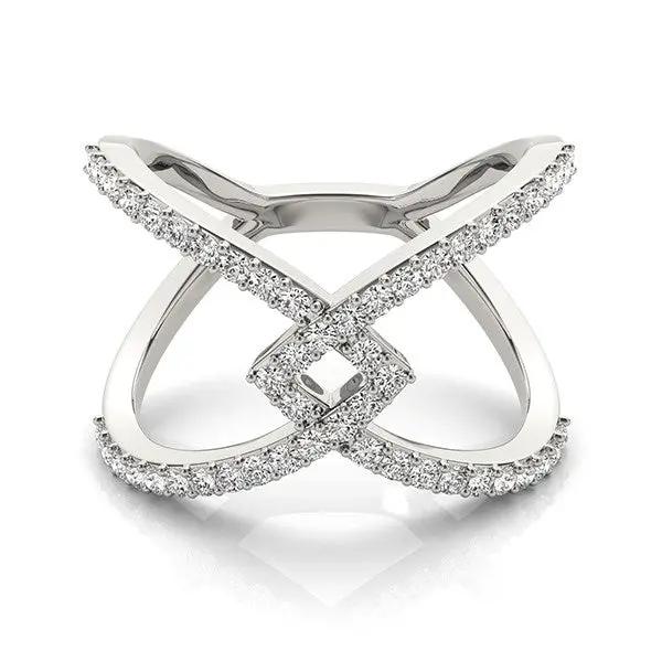 Ring 14k white gold fancy entwined design diamond ring 1/2 cttw with pave diamonds on Tampa Home & Garden Store