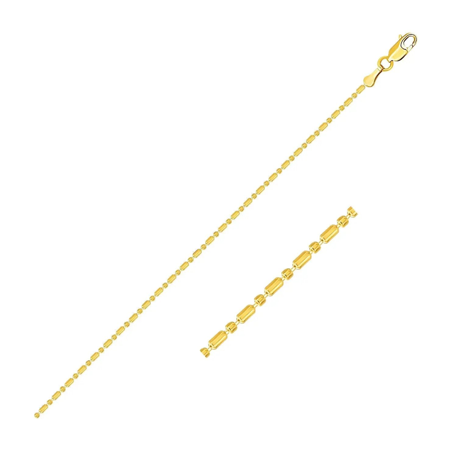 Necklace 14k yellow gold diamond-cut bead chain 1.0mm two lengths with lobster clasp on Tampa Home & Garden Store