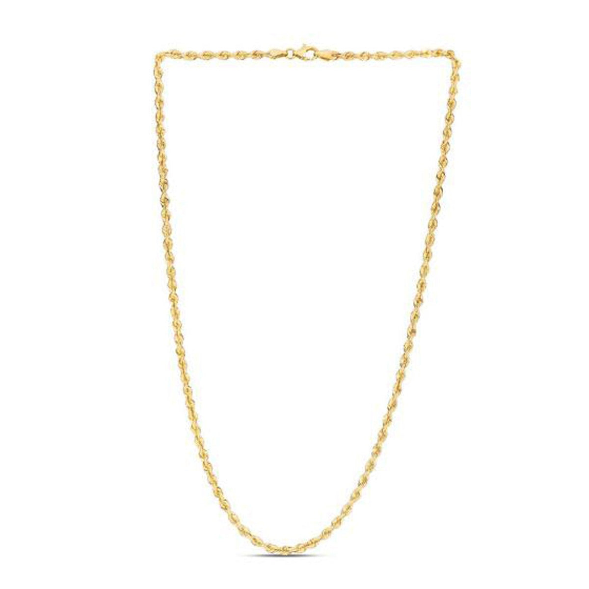 14k yellow gold light rope chain necklace, 3mm width on Tampa Home & Garden Store