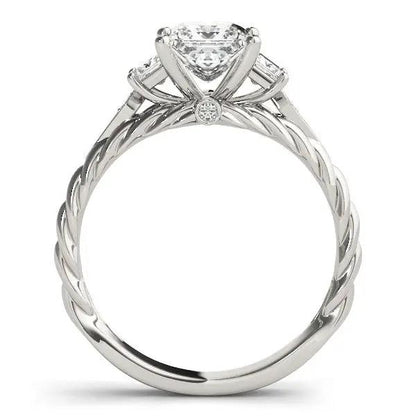 14k white gold 3-stone princess-cut diamond ring by Bids.com with antique twisted band on Tampa Home & Garden Store